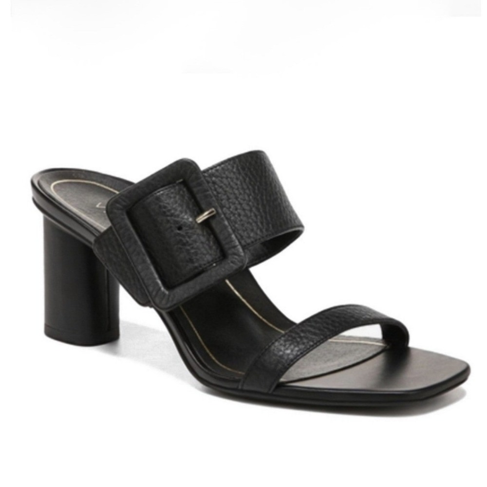 Vionic‎ Brookell Block Heeled Slide Sandals Womens 10 Black  Buckle Mules